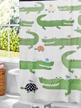 Pottery Barn Kids Alligator Shower Curtain and Bath Mat